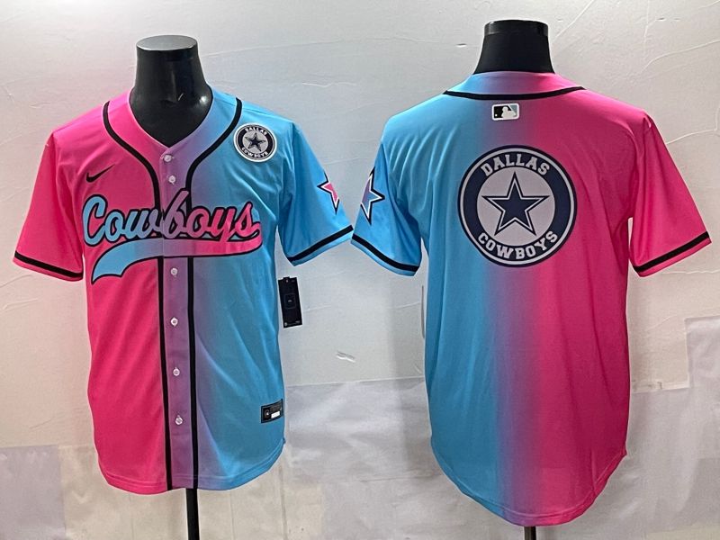 Men 2025 Dallas Cowboys Blank Blue pink Nike Limited NFL Jersey style 0019